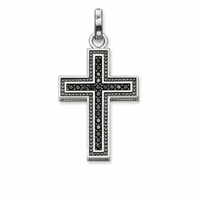 Pendentif Thomas Sabo Rebel at heart Croix en argent et pavée d'oxyde de zirconium noir 