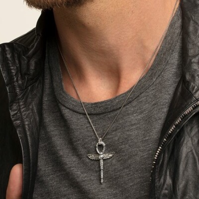 Pendentif Thomas Sabo Rebel at heart Croix de vie Ankh avec scarabée en argent et oxyde de zirconium noir