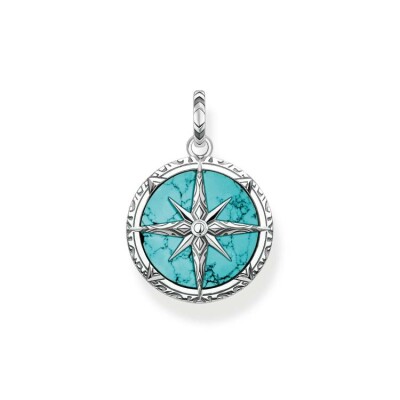 Pendentif Thomas Sabo boussole en argent avec pierre de couleur turquoise