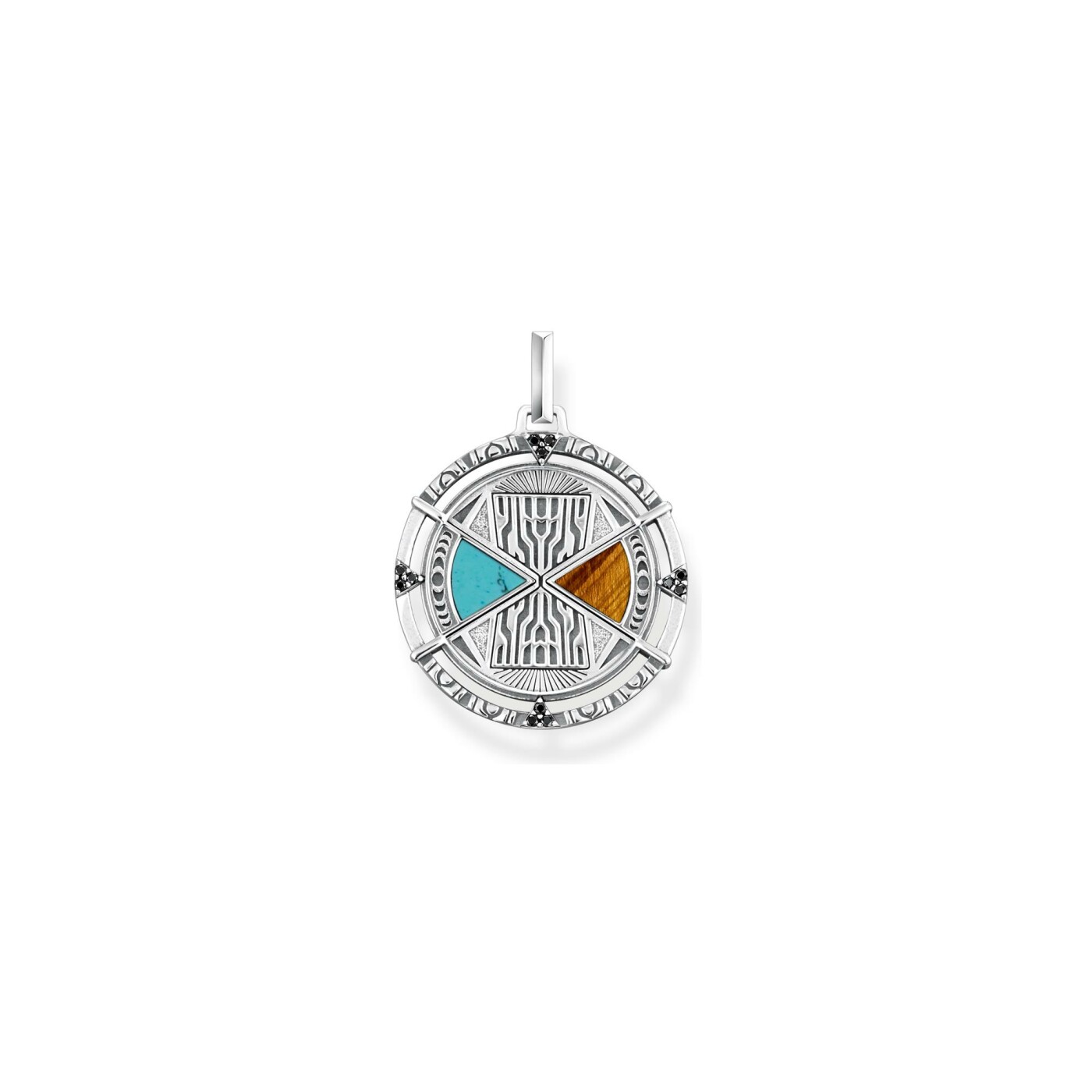 Pendentif Thomas Sabo Rebel at heart en argent, turquoise et œil de tigre