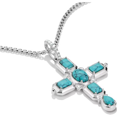 Pendentif Thomas Sabo en argent, oxyde de zirconium et turquoise d'imitation