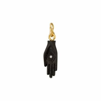 Pendentif Mya Bay Piece of sunshine Main de protection en laiton et pierres blanches