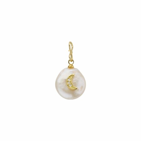 Pendentif Mya Bay Pearl Moon en métal doré