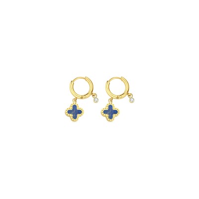 Boucles d'oreilles Pixies en acier doré et lapis lazuli