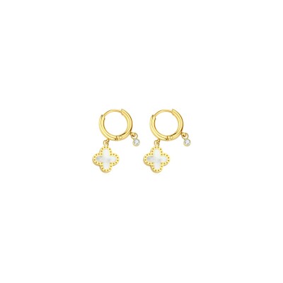 Boucles d'oreilles Pixies en acier doré et nacre