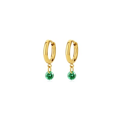 Boucles d'oreilles Pixies en acier doré et résine vert