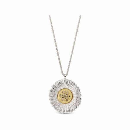 Pendentif Buccellati Blossoms en argent et diamants bruns