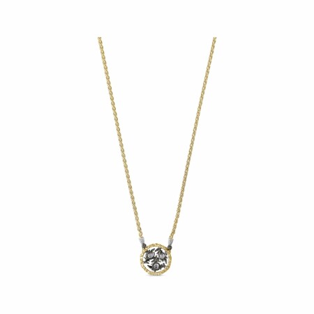 Pendentif Buccellati Ramage en or blanc, or jaune et diamants