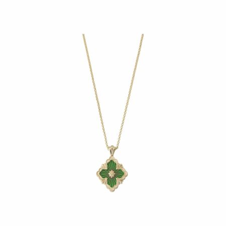 Buccellati Opera Tulle pendant, yellow gold and green enamel