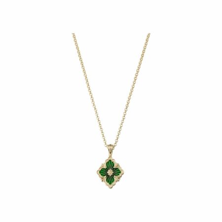 Buccellati Opera Tulle pendant, yellow gold and green enamel