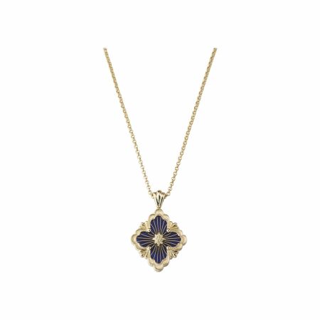 Buccellati Opera Tulle pendant, yellow gold and blue enamel