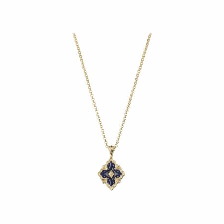 Buccellati Opera Tulle pendant, yellow gold and blue enamel