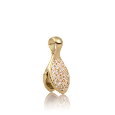 Pendentif Sparkling LEAF en argent plaqué or jaune et zircon