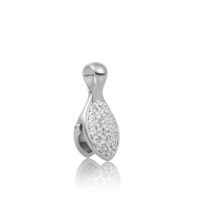 Pendentif Sparkling LEAF en argent rhodié et zircon