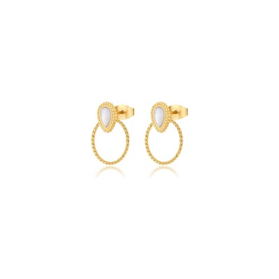 Boucles d'oreilles Pixies en acier doré et nacre