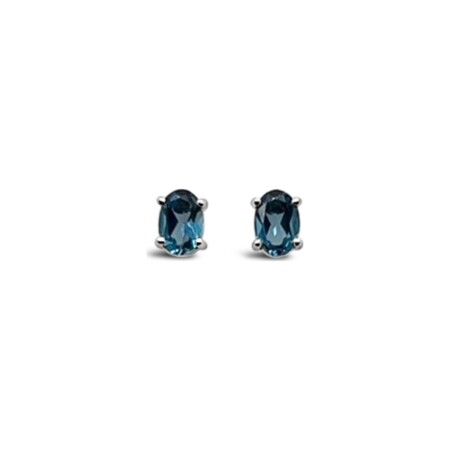 Boucles d'oreilles Gringoire Joaillerie en or blanc et topaze bleu London