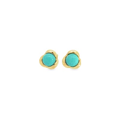 Boucles d'oreilles en or jaune et turquoise