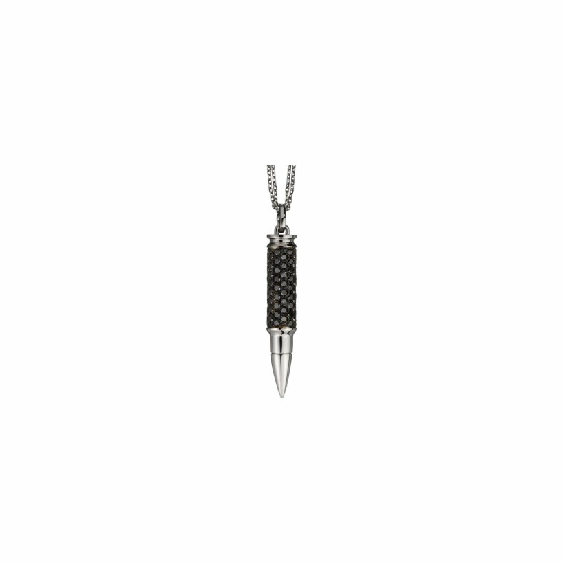 Akillis Fatal Attraction pendant with chain, black rhodium-plated white gold, black diamond pave