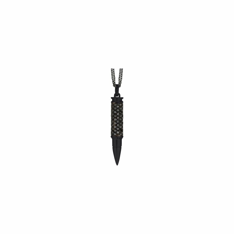 Akillis Fatal Attraction pendant with chain, titanium, black DLC, black diamond pave