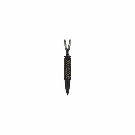 Akillis Fatal Attraction pendant with chain, titanium, black DLC, black diamond pave