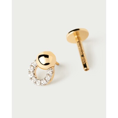Mono boucle d'oreille PDPaola Fine Essentials en or jaune et diamant de synthèse