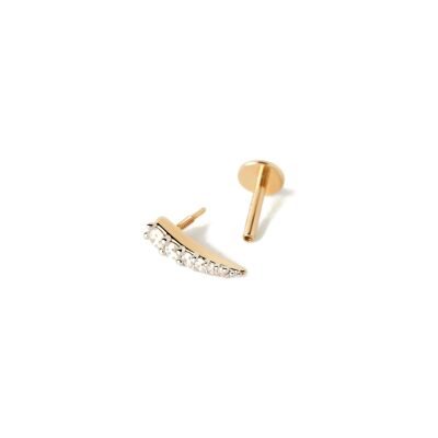Mono boucle d'oreille PDPaola Fine Essentials en or jaune et diamant de synthèse