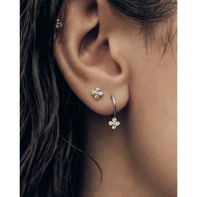 Mono boucle d'oreille PDPaola Maggie en or blanc et diamant de synthèse
