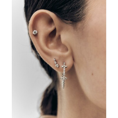 Mono boucle d'oreille PDPaola Fine Essentials en or blanc et diamant de synthèse