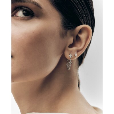 Mono boucle d'oreille PDPaola Fine Essentials en or blanc et diamant de synthèse