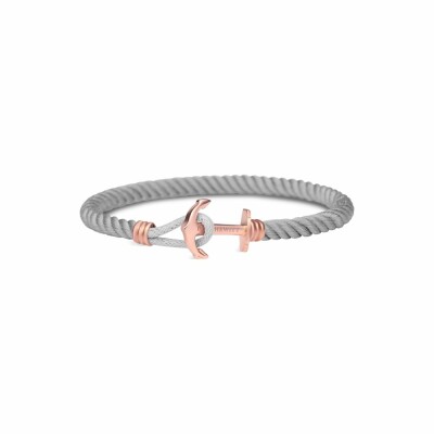 Bracelet Paul Hewitt Phrep Lite en nylon gris et plaqué or rose, taille M