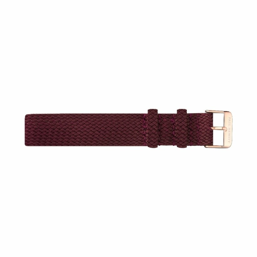 Bracelet de montre Paul Hewitt tissu tressé prune boucle doré rose