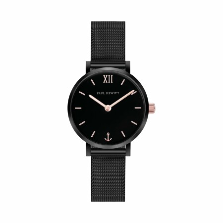 Montre Paul Hewitt Modest Black Sunray Noir Or Rose Mesh Noir