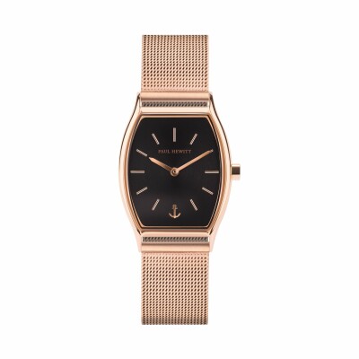 Montre Paul Hewitt Modern Edge Black Sunray Or Rose Mesh