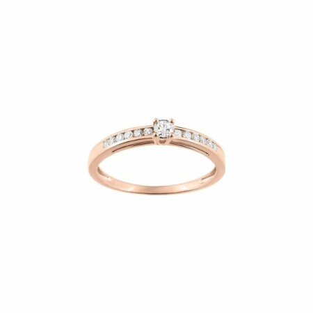 Solitaire en or rose et diamants 0.21ct