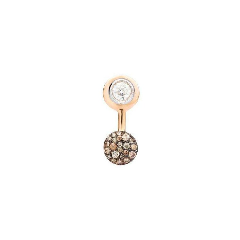 Pomellato Sabbia earring, rose gold, white gold, diamond and brown diamonds