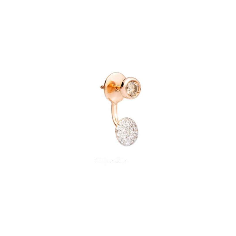 Pomellato Sabbia earring, rose gold, white gold, diamonds and brown diamond