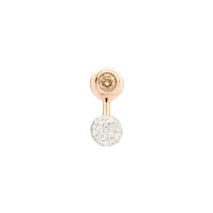 Pomellato Sabbia earring, rose gold, white gold, diamonds and brown diamond