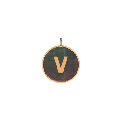 Ginette NY INITIAL EVER pendant, rose gold and mother-of-pearl, letter V