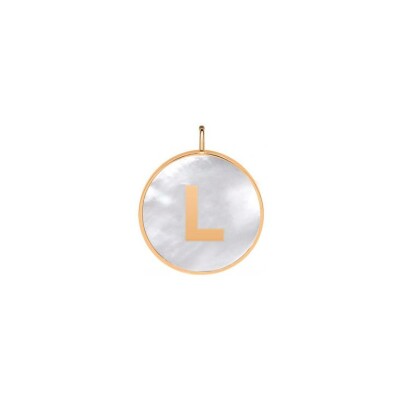 Pendentif Ginette NY INITIAL en or rose et nacre, lettre L