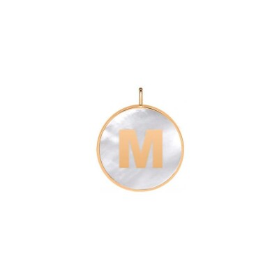 Pendentif Ginette NY INITIAL en or rose et nacre, lettre M