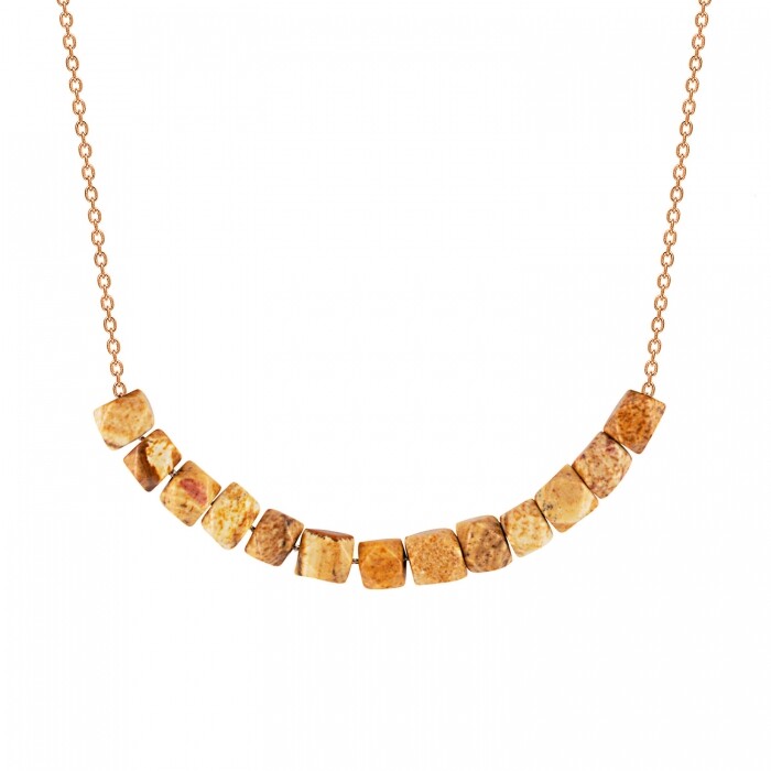 Collier Ginette NY PICTURE JASPER en or rose et japse