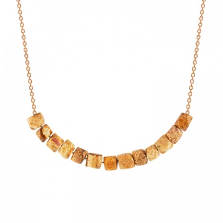 Collier Ginette NY PICTURE JASPER en or rose et japse