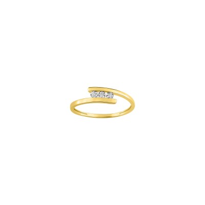 Bague en or jaune, or blanc et diamant 0.02ct