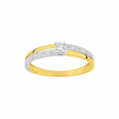 Bague en or blanc, or jaune et diamants de 0.042ct