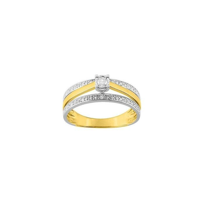 Bague en or blanc, or jaune et diamants de 0.10ct