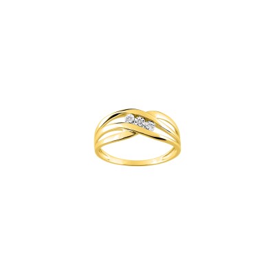 Bague en or jaune, or blanc et diamant 0.02ct