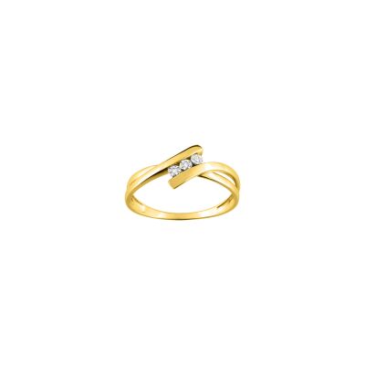 Bague en or jaune, or blanc et diamant 0.01ct
