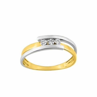 Bague en or blanc, or jaune et diamants de 0.018ct