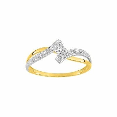 Bague en or blanc, or jaune et diamants de 0.05ct