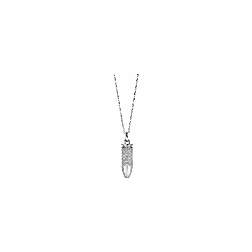 Akillis Mini Bang Bang pendant with chain, white gold, diamond pave
